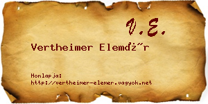 Vertheimer Elemér névjegykártya
